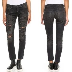 Agolde Chloe Destroyed Liverpool Wash Boyfriend Low Rise Slim Jeans Size 25